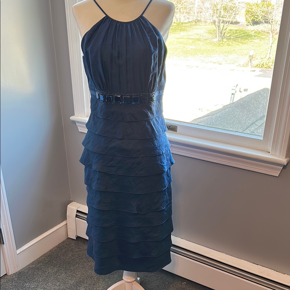 Elegant Navy Blue Tiered Dress
